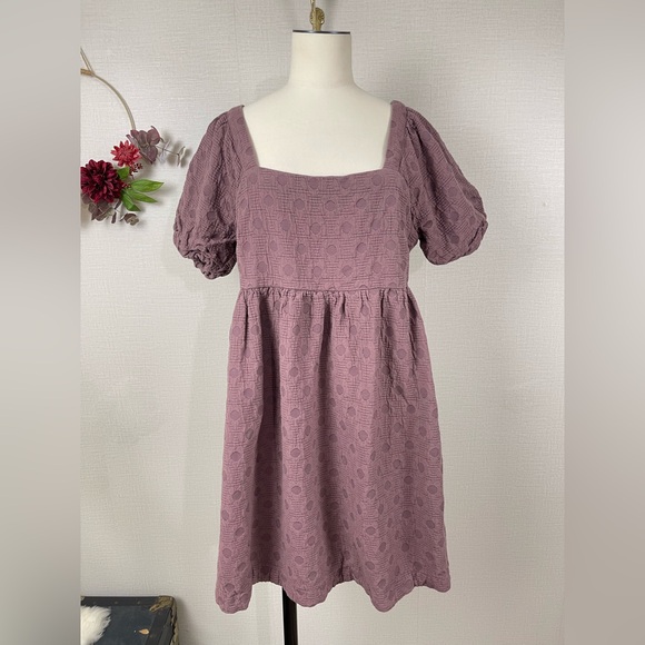 MADEWELL Women’s Floral Quilted Puff-Sleeve Doll Mini Dress in Fig Multi Jaq Lg - Picture 6 of 15